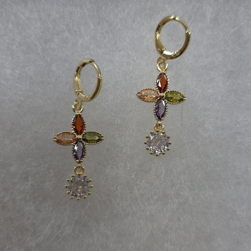 Elegant Multicolor Gemstone Drop Earrings - Picture 4 of 4